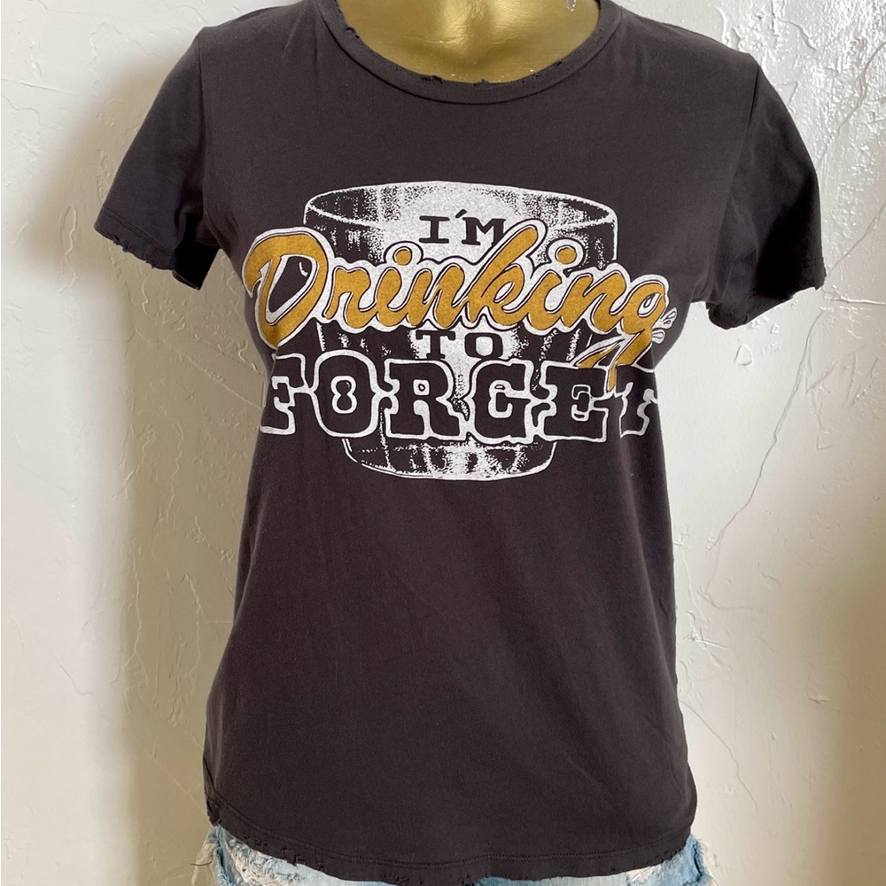 BANDIT Brand I’M DRINKING TO FORGET Festival Distressed WESTERN Tee SHIRT Medium - Picture 6 of 13